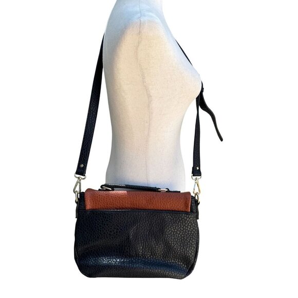 Sharif Black Brown Textured Leather Crossbody Shoulder Bag Wristlet Handbag New - Picture 2 of 15